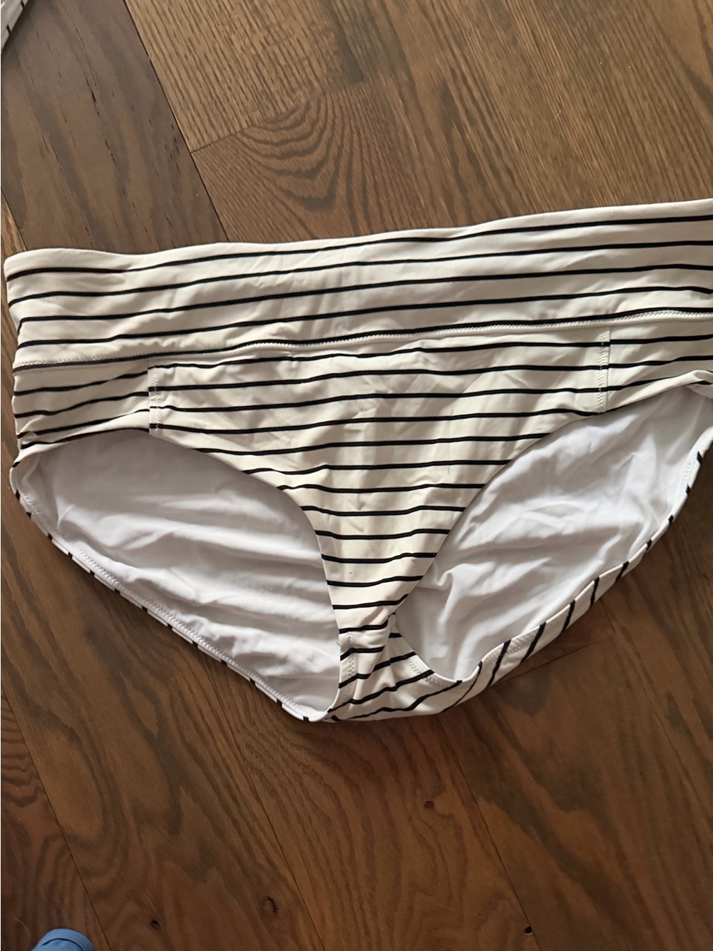 CALIA by Carrie Underwood White Bikini Bottom with Black Stripes